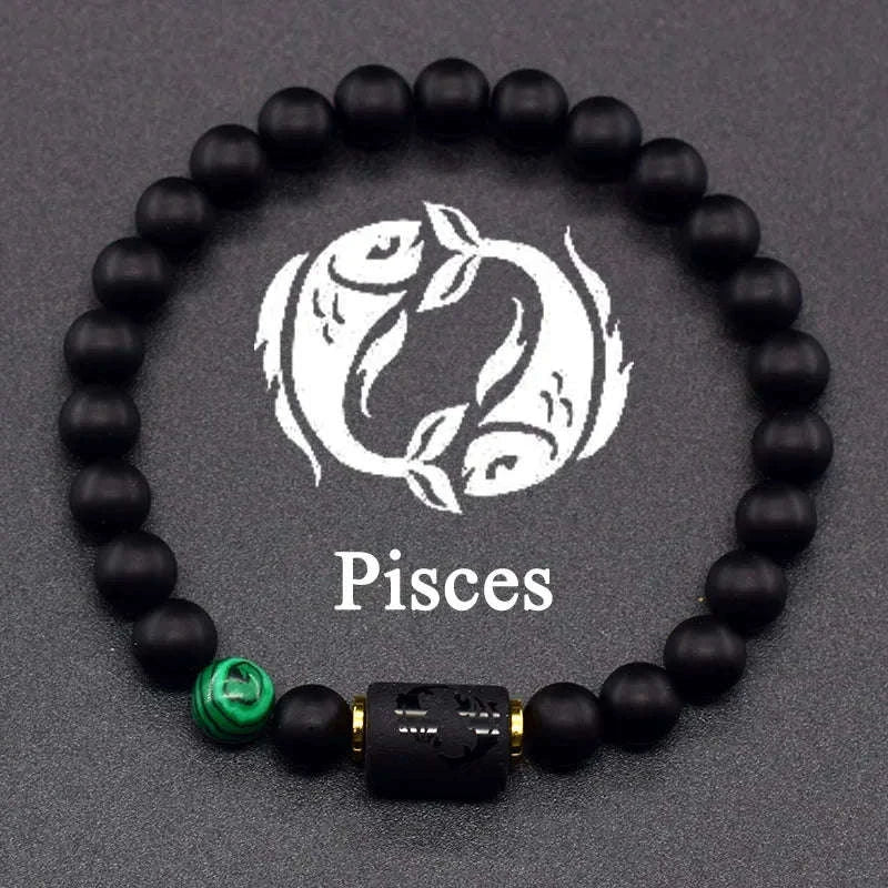 🌌 The "Celestial Identity" 12 Constellation Bracelet: Zodiac Charm & Personality Talisman (Unisex) 33 Pisces 8mm Beads