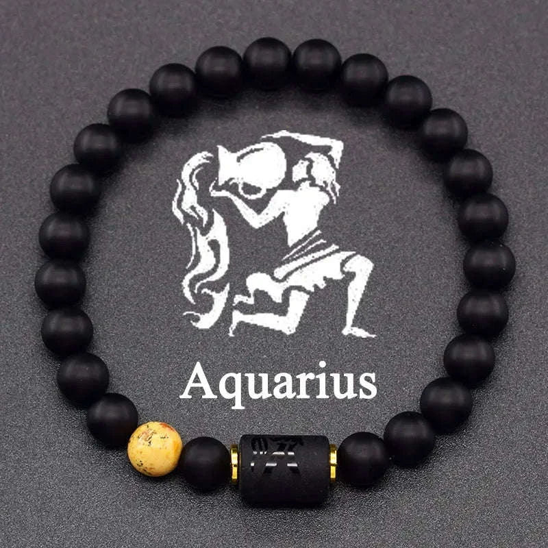 🌌 The "Celestial Identity" 12 Constellation Bracelet: Zodiac Charm & Personality Talisman (Unisex) 29 Aquarius 8mm Beads