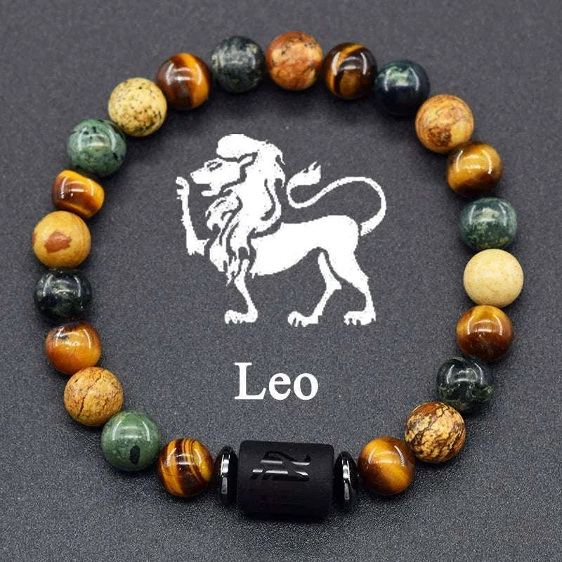 🌌 The "Celestial Identity" 12 Constellation Bracelet: Zodiac Charm & Personality Talisman (Unisex) 19 Leo 8mm Beads