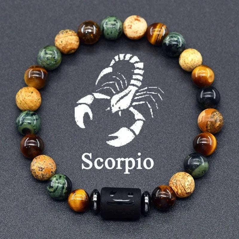 🌌 The "Celestial Identity" 12 Constellation Bracelet: Zodiac Charm & Personality Talisman (Unisex) 24 Scorpio 8mm Beads