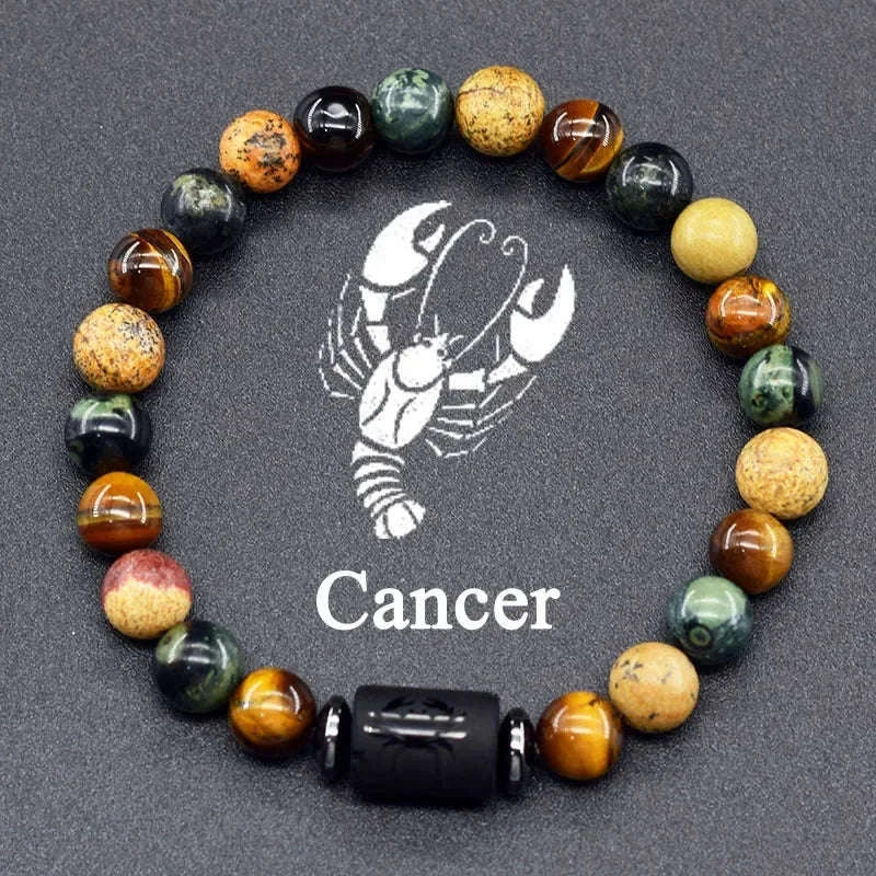 🌌 The "Celestial Identity" 12 Constellation Bracelet: Zodiac Charm & Personality Talisman (Unisex) 22 Cancer 8mm Beads