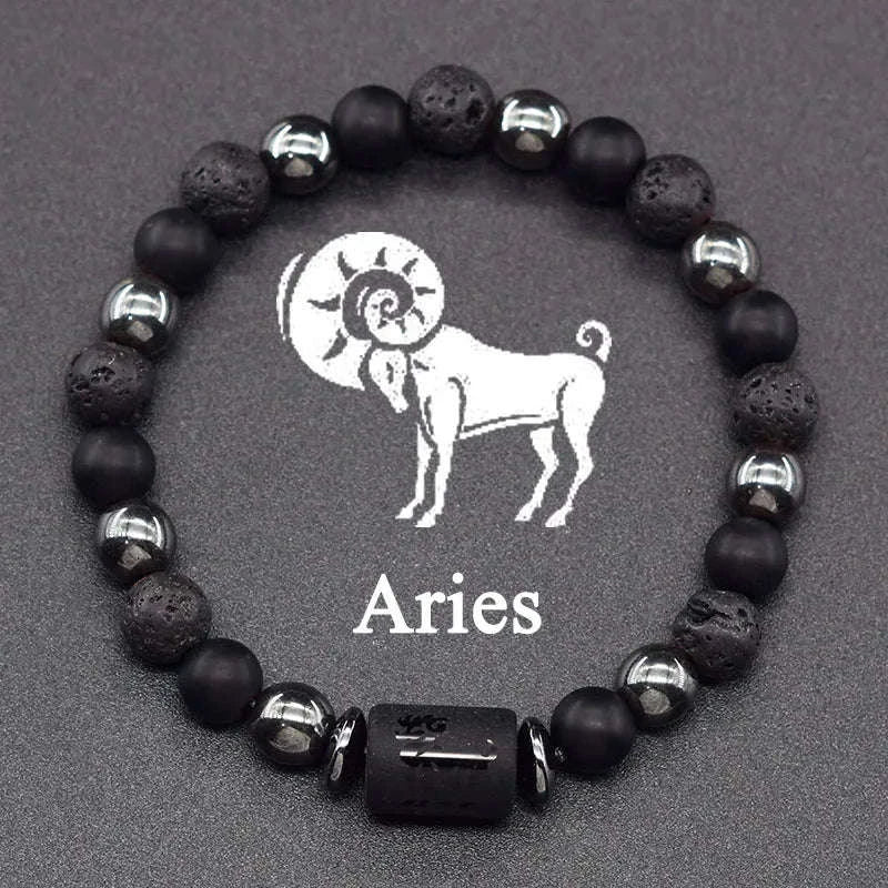 🌌 The "Celestial Identity" 12 Constellation Bracelet: Zodiac Charm & Personality Talisman (Unisex) 15 Aries 8mm Beads
