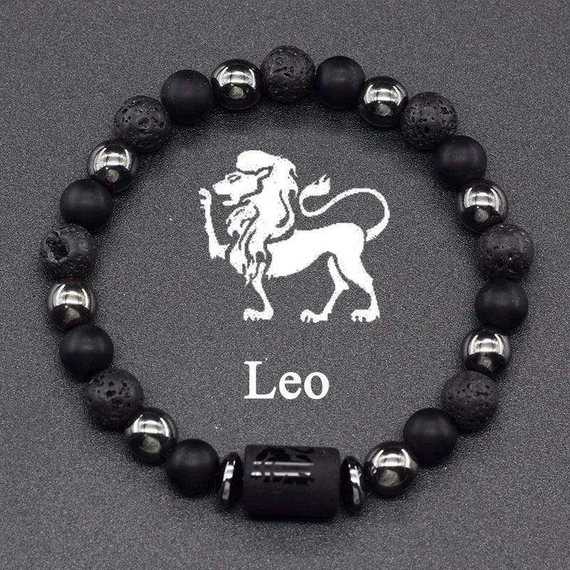 🌌 The "Celestial Identity" 12 Constellation Bracelet: Zodiac Charm & Personality Talisman (Unisex) 8 Leo 8mm Beads