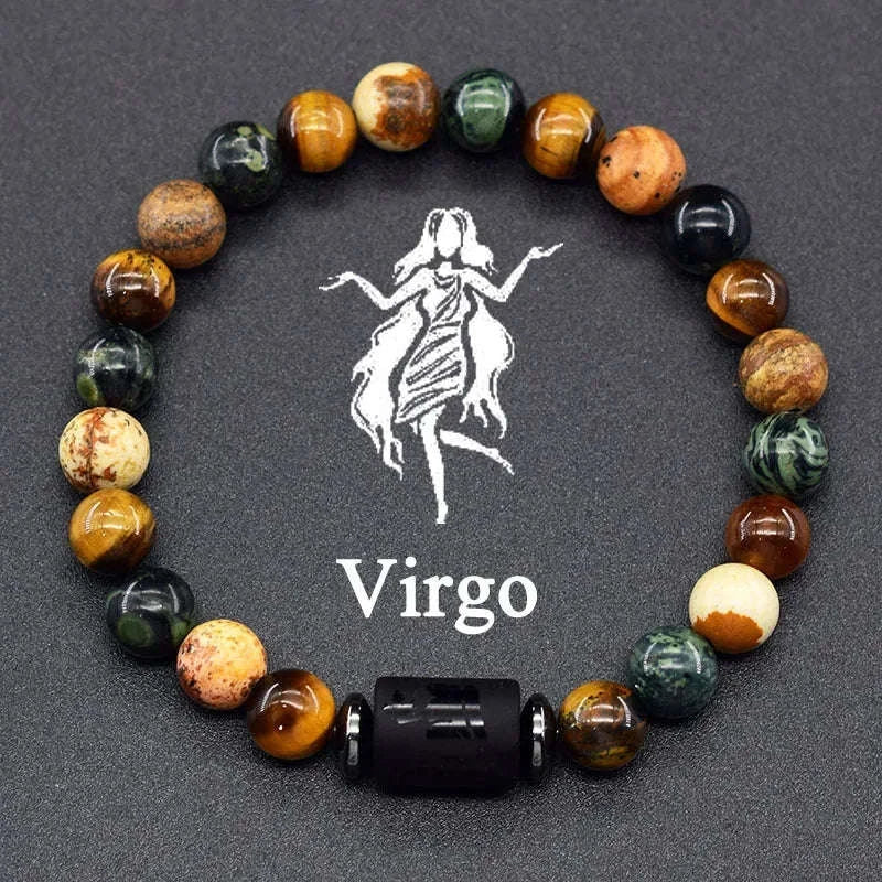🌌 The "Celestial Identity" 12 Constellation Bracelet: Zodiac Charm & Personality Talisman (Unisex) 27 Virgo 8mm Beads