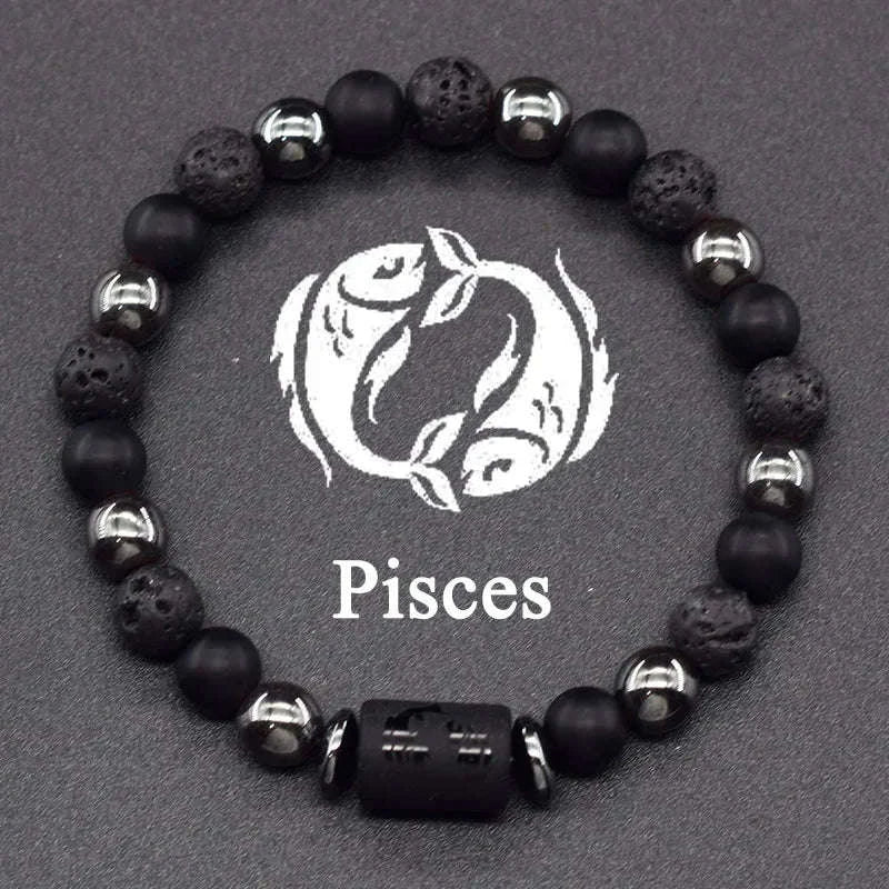 🌌 The "Celestial Identity" 12 Constellation Bracelet: Zodiac Charm & Personality Talisman (Unisex) 4 Pisces 8mm Beads