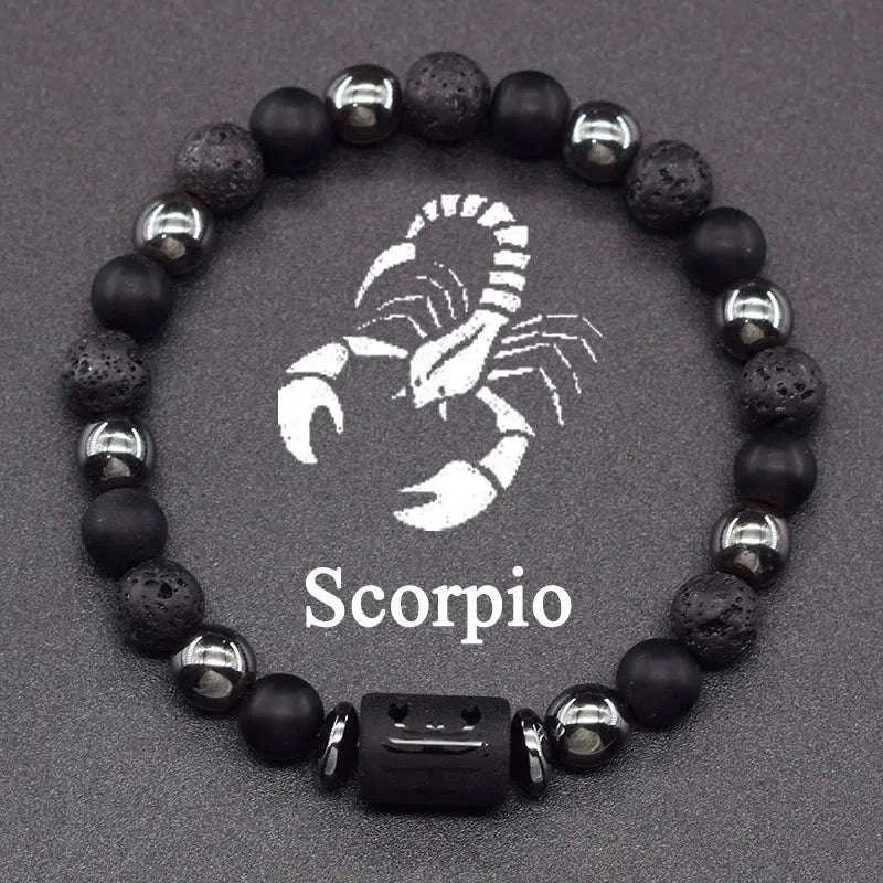 🌌 The "Celestial Identity" 12 Constellation Bracelet: Zodiac Charm & Personality Talisman (Unisex) 6 Scorpio 8mm Beads