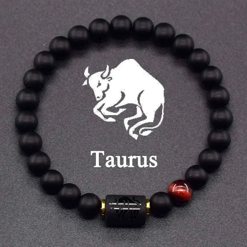 🌌 The "Celestial Identity" 12 Constellation Bracelet: Zodiac Charm & Personality Talisman (Unisex) 28 Taurus 8mm Beads