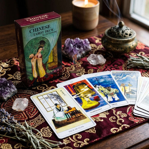 The Chinese Tarot Deck (78 Pcs Traditional Brush Artwork Edition) - Divination Cards by Jui Guoliang for Intuitive Readings, Eastern Mythology & Tarot Collectors Thai Blessing Co By RURUECHA