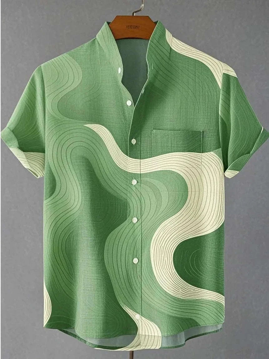 🎉 The Chromatic Horizon 3D Masterpiece: Best-Selling Men's Designer Hawaiian Shirt – High-Definition Multi-Color Print, Breathable Premium Linen-Blend, and Sophisticated Outdoor Party Silhouette DXYM-OL3