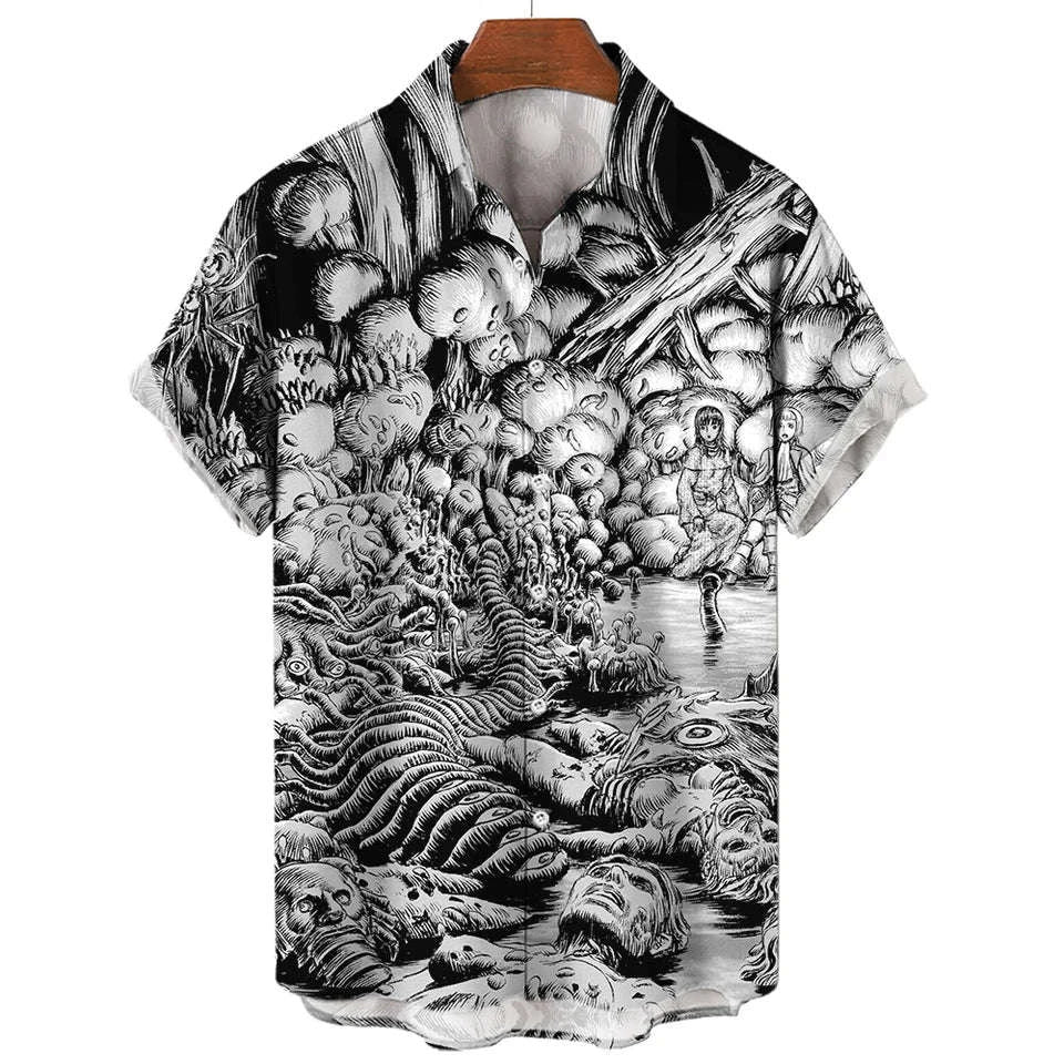 ✨ The Cinematic Nightmare Edition: Premium Men’s Horror Movie 3D Printed Shirt – High-Definition Slasher &amp; Supernatural Graphic, Designer Summer Hawaiian Fit, Breathable Quick-Dry Short-Sleeve, and Sophisticated Urban-Gothic