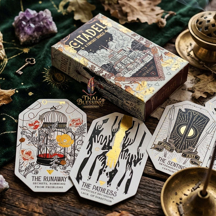 The Citadel: A Fantasy Oracle Deck (60 Pcs Cards Edition) - Unique Hexagonal Die-Cut Shape Fantasy Art for Intuitive Readings, Divination & Oracle Collectors Thai Blessing Co By RURUECHA