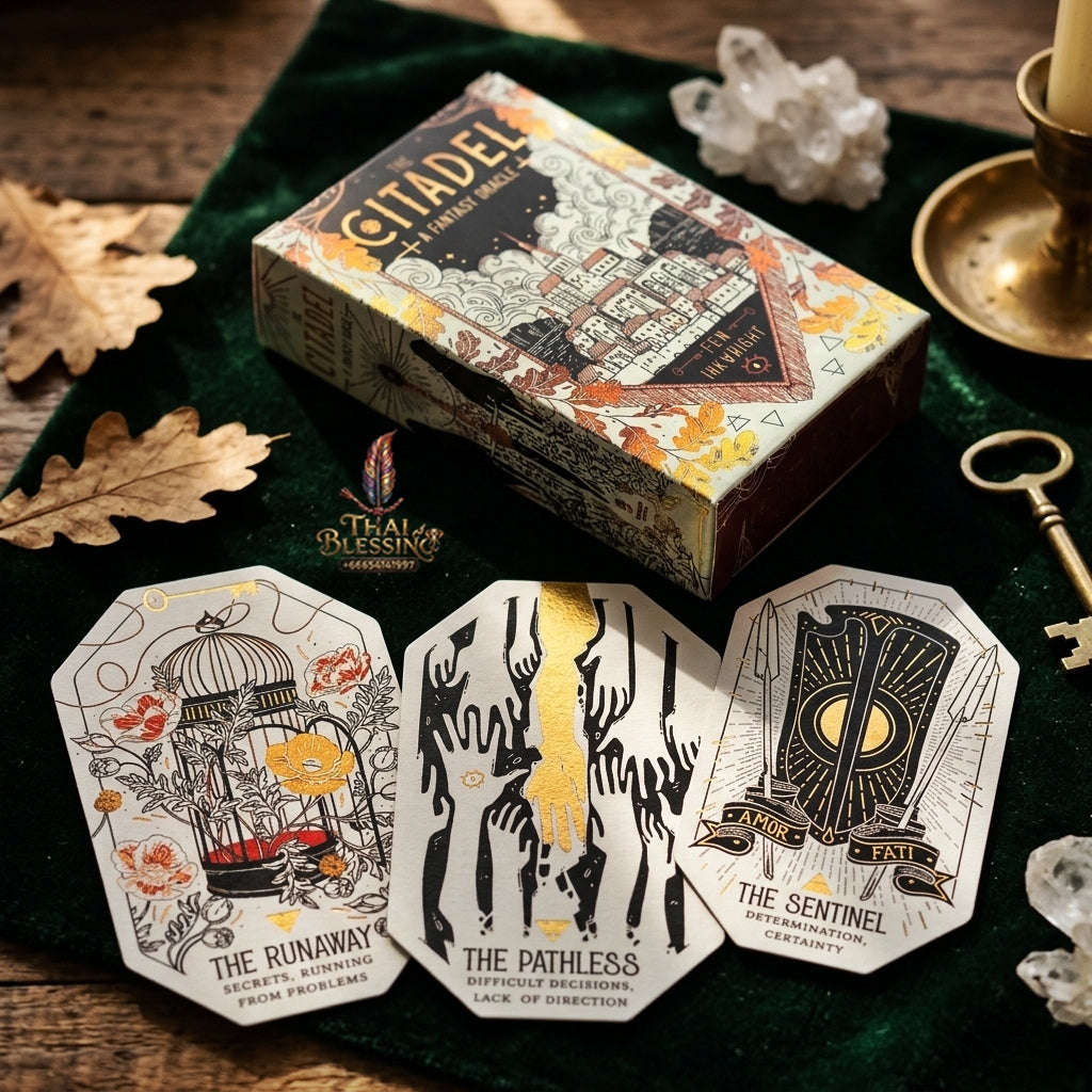The Citadel: A Fantasy Oracle Deck (60 Pcs Cards Edition) - Unique Hexagonal Die-Cut Shape Fantasy Art for Intuitive Readings, Divination & Oracle Collectors Thai Blessing Co By RURUECHA