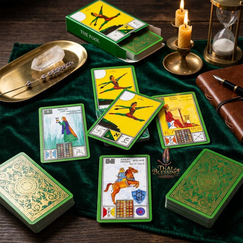 ✨ The Classic Tarot Cards Deck 78-Card Rider-Waite Foundation Set Guidebook: Beginner-Friendly & Premium Tabletop Divination Art Collectible for Fortune Telling Thai Blessing Co By RURUECHA