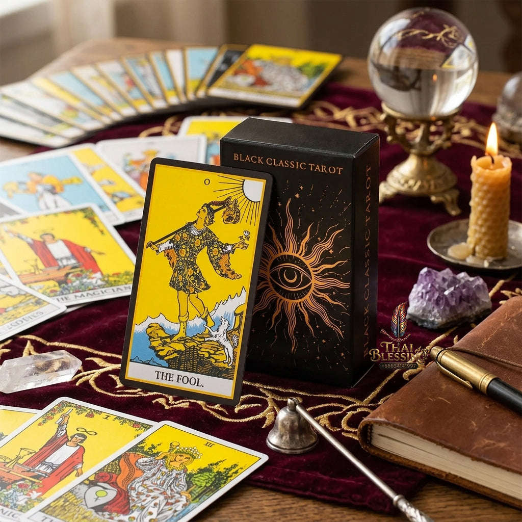 The Classic Tarot Cards Deck - 78-Card Rider-Waite Foundation Set with Guidebook | Beginner-Friendly & Premium Tabletop Divination Art Collectible for Fortune Telling Thai Blessing Co By RURUECHA