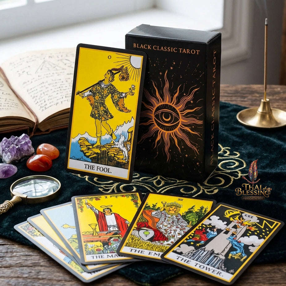 The Classic Tarot Cards Deck - 78-Card Rider-Waite Foundation Set with Guidebook | Beginner-Friendly & Premium Tabletop Divination Art Collectible for Fortune Telling Thai Blessing Co By RURUECHA