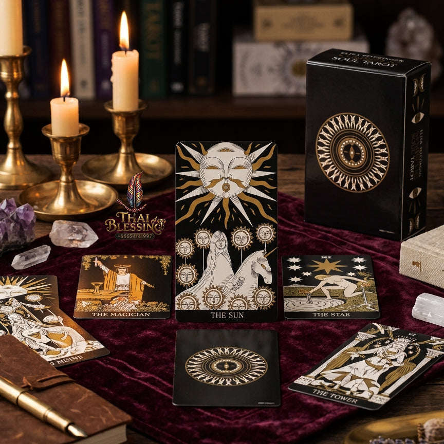 The Classic Tarot Cards Deck - 78-Card Rider-Waite Foundation Set with Guidebook | Beginner-Friendly & Premium Tabletop Divination Art Collectible for Fortune Telling Thai Blessing Co By RURUECHA