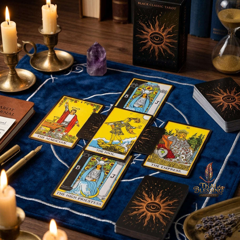 The Classic Tarot Cards Deck - 78-Card Rider-Waite Foundation Set with Guidebook | Beginner-Friendly & Premium Tabletop Divination Art Collectible for Fortune Telling Thai Blessing Co By RURUECHA