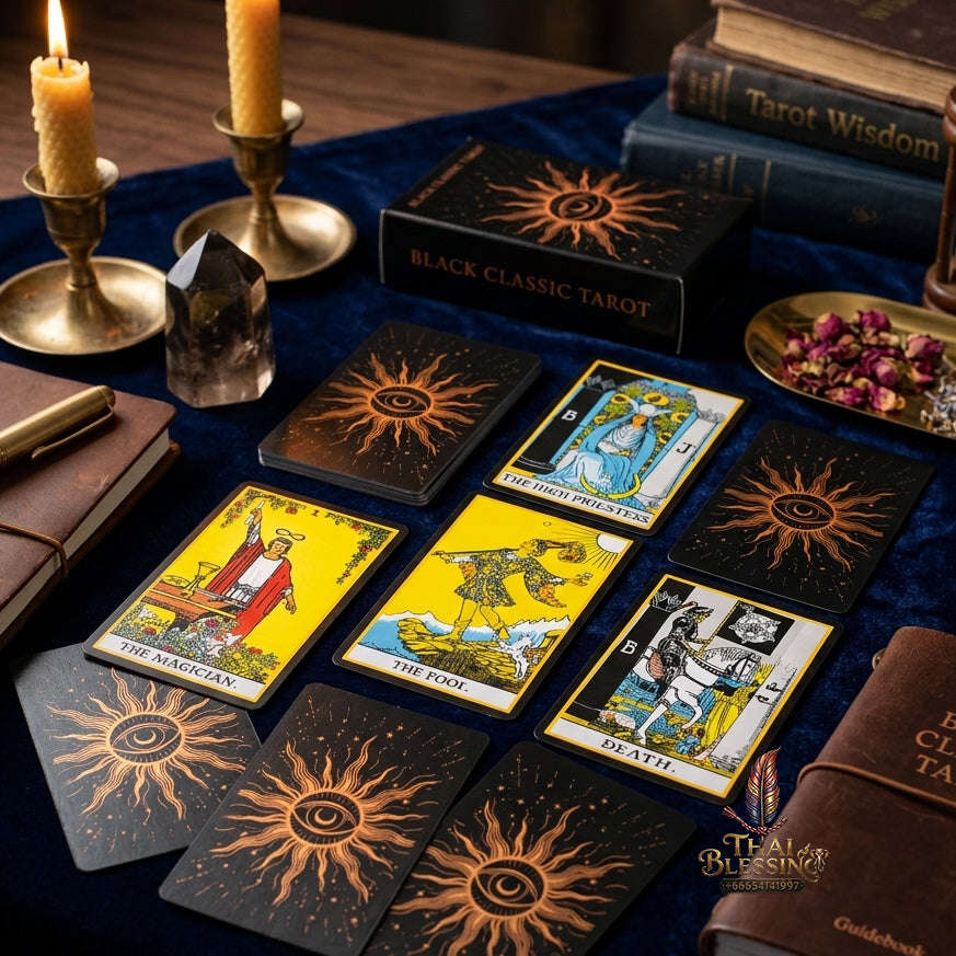 The Classic Tarot Cards Deck - 78-Card Rider-Waite Foundation Set with Guidebook | Beginner-Friendly & Premium Tabletop Divination Art Collectible for Fortune Telling Thai Blessing Co By RURUECHA