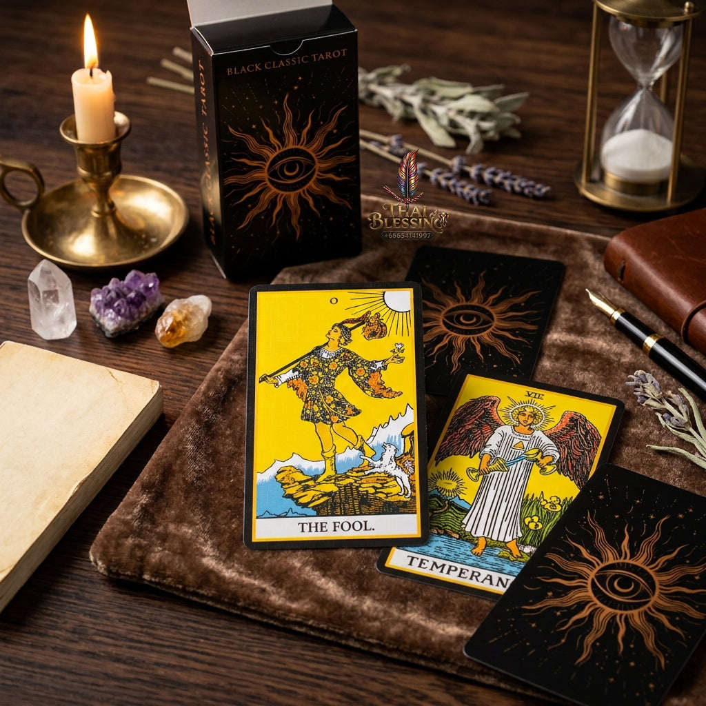 The Classic Tarot Cards Deck - 78-Card Rider-Waite Foundation Set with Guidebook | Beginner-Friendly & Premium Tabletop Divination Art Collectible for Fortune Telling Thai Blessing Co By RURUECHA
