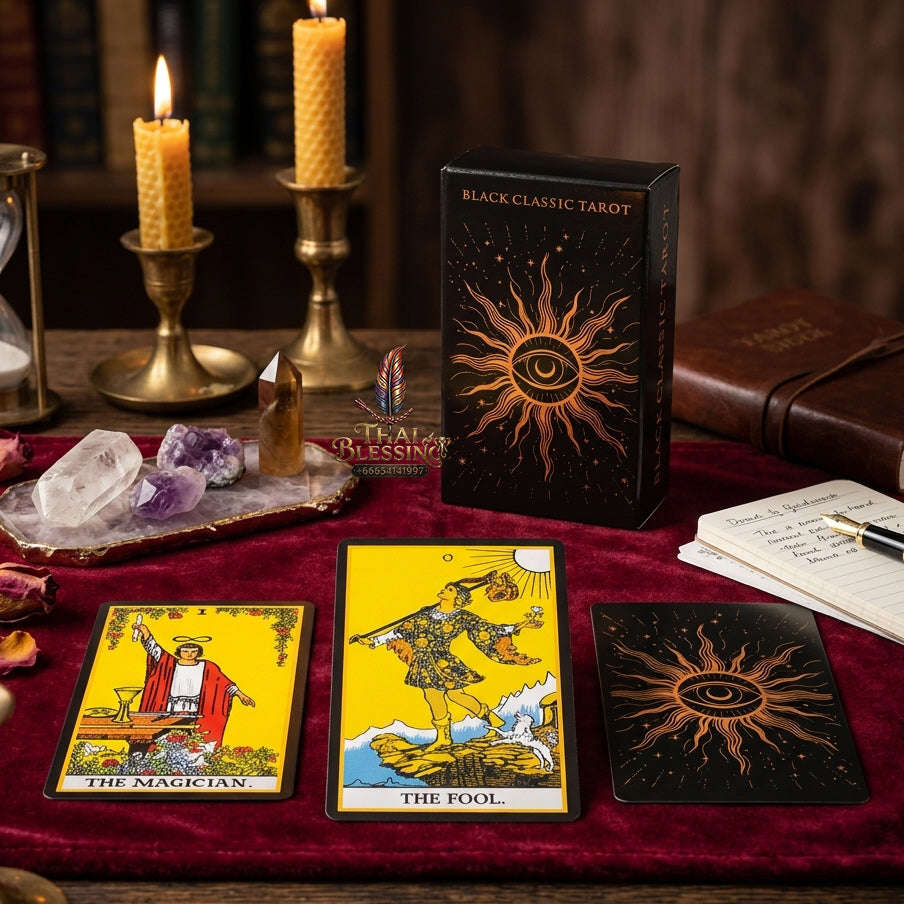 The Classic Tarot Cards Deck - 78-Card Rider-Waite Foundation Set with Guidebook | Beginner-Friendly & Premium Tabletop Divination Art Collectible for Fortune Telling Thai Blessing Co By RURUECHA
