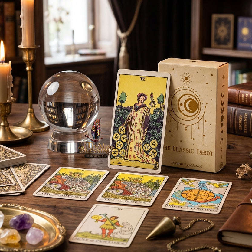 The Classic Tarot Deck - 78-Card Rider-Waite Foundation Set with Guidebook, Easy for Beginners & Collectors, Traditional Fortune Telling & Tabletop Divination Art Collectible Thai Blessing Co By RURUECHA