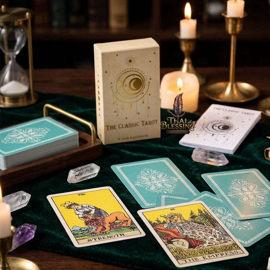 The Classic Tarot Deck - 78-Card Rider-Waite Foundation Set with Guidebook, Easy for Beginners & Collectors, Traditional Fortune Telling & Tabletop Divination Art Collectible Thai Blessing Co By RURUECHA