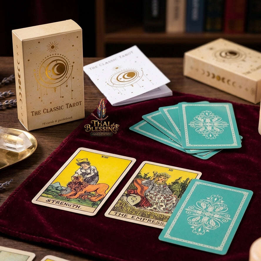 The Classic Tarot Deck - 78-Card Rider-Waite Foundation Set with Guidebook, Easy for Beginners & Collectors, Traditional Fortune Telling & Tabletop Divination Art Collectible Thai Blessing Co By RURUECHA