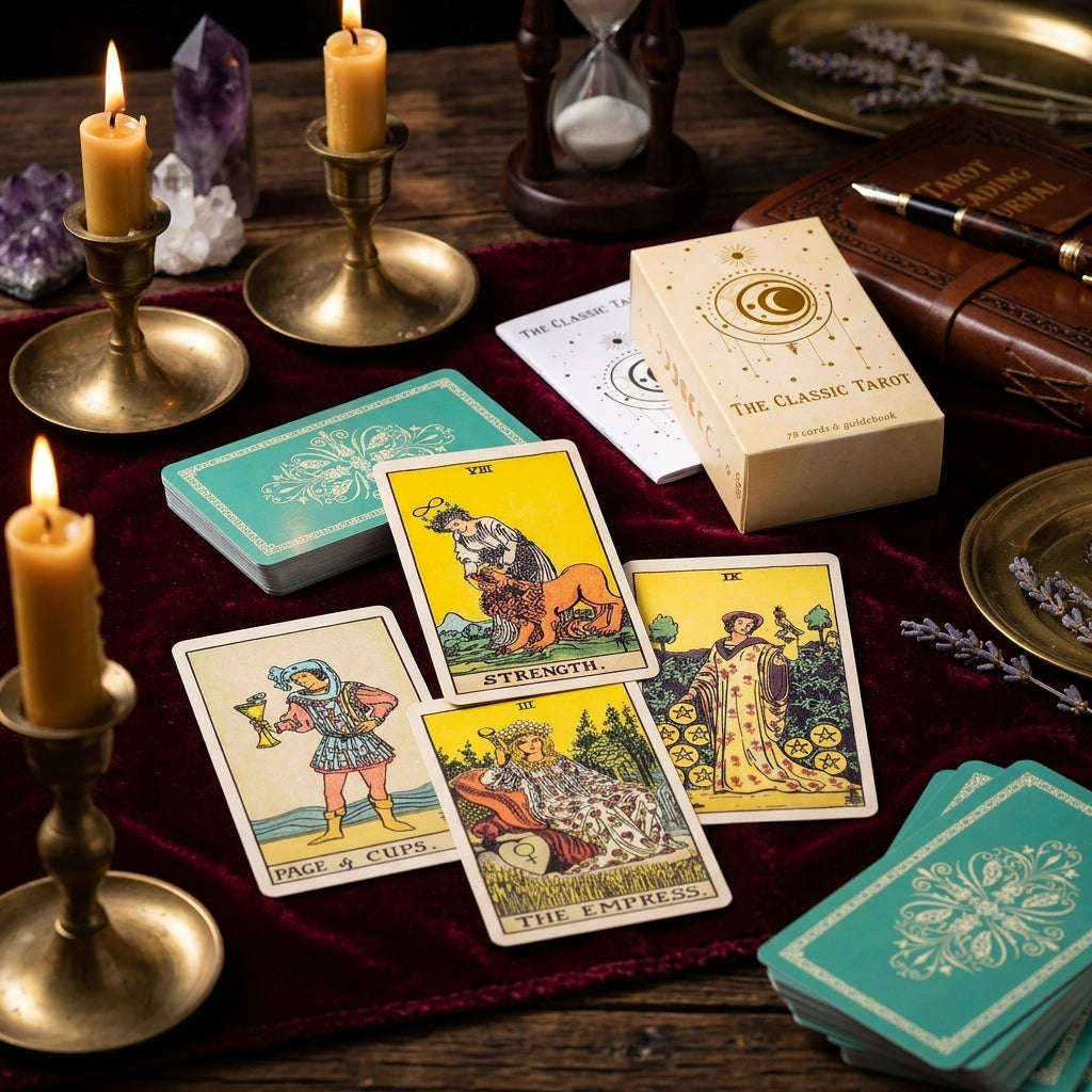 The Classic Tarot Deck - 78-Card Rider-Waite Foundation Set with Guidebook, Easy for Beginners & Collectors, Traditional Fortune Telling & Tabletop Divination Art Collectible Thai Blessing Co By RURUECHA