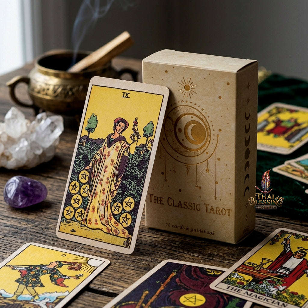 The Classic Tarot Deck - 78-Card Rider-Waite Foundation Set with Guidebook, Easy for Beginners & Collectors, Traditional Fortune Telling & Tabletop Divination Art Collectible Thai Blessing Co By RURUECHA