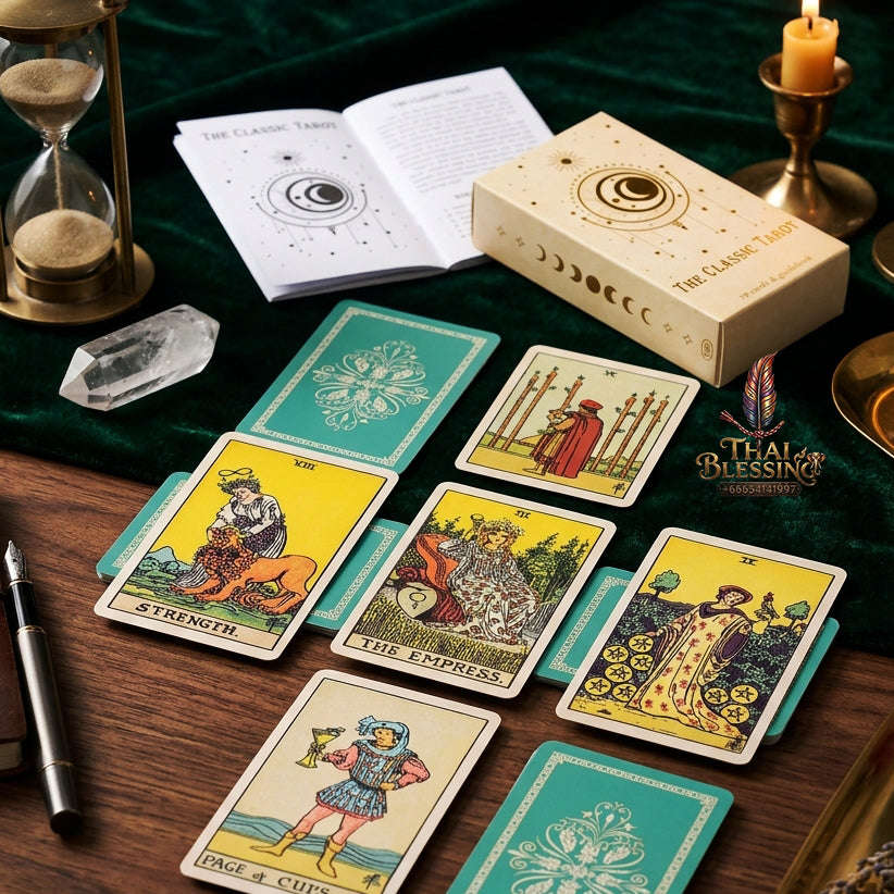 The Classic Tarot Deck - 78-Card Rider-Waite Foundation Set with Guidebook, Easy for Beginners & Collectors, Traditional Fortune Telling & Tabletop Divination Art Collectible Thai Blessing Co By RURUECHA
