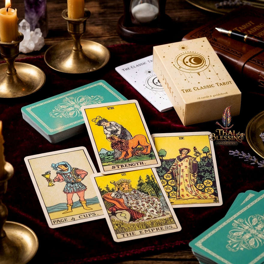 The Classic Tarot Deck - 78-Card Rider-Waite Foundation Set with Guidebook, Easy for Beginners & Collectors, Traditional Fortune Telling & Tabletop Divination Art Collectible Thai Blessing Co By RURUECHA