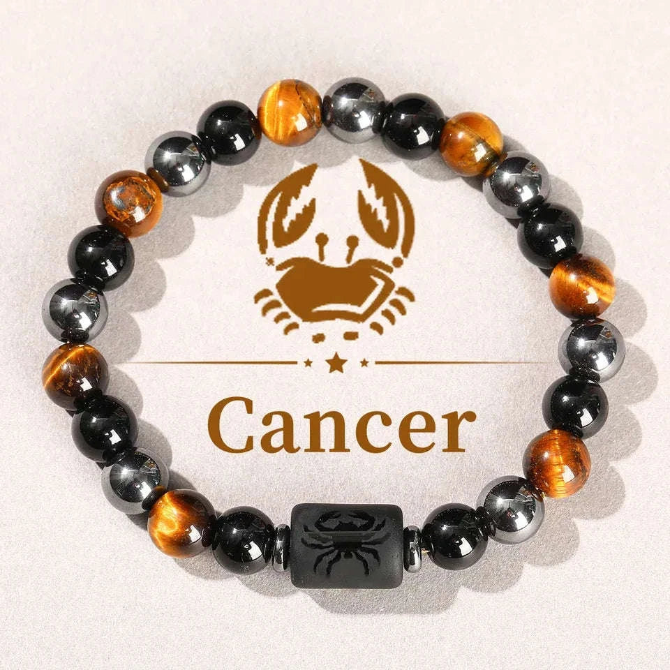 🌌 The "Cosmic Identity" Zodiac Bracelet: 12 Constellation Natural Stone Bangle for Men & Women