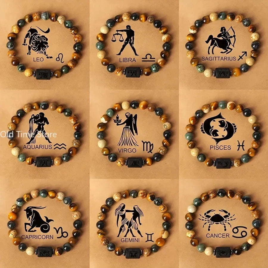 🐅 The "Cosmic Warrior" Zodiac Bracelet: Golden Tiger Eye Constellation Talisman (Men & Women)