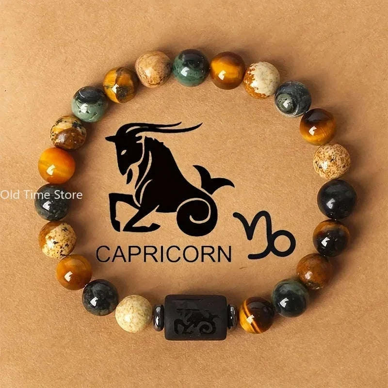 🐅 The "Cosmic Warrior" Zodiac Bracelet: Golden Tiger Eye Constellation Talisman (Men & Women)