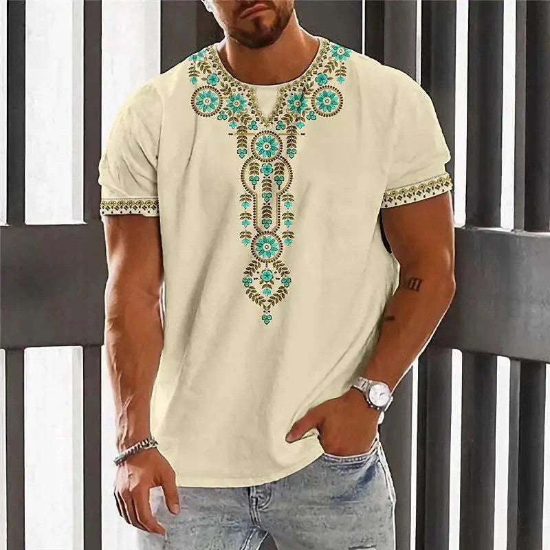 🌍 The Dashiki Street-Heritage T-Shirt: Premium Men’s Vintage Ethnic Tee – High-Definition Traditional Dashiki Print, Breathable Soft-Touch Cotton Blend, and Sophisticated Retro Streetwear Short-Sleeve H24091518088
