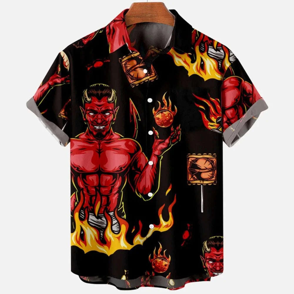 👹 The Demonic Abyss: Premium Men’s Horror 3D Printed Hawaiian Shirt – High-Definition Surreal Devil Graphic, Ultra-Breathable Performance Fabric, and Sophisticated Urban-Gothic Loose Fit Short-Sleeve Summer Button-Down (S-5XL)