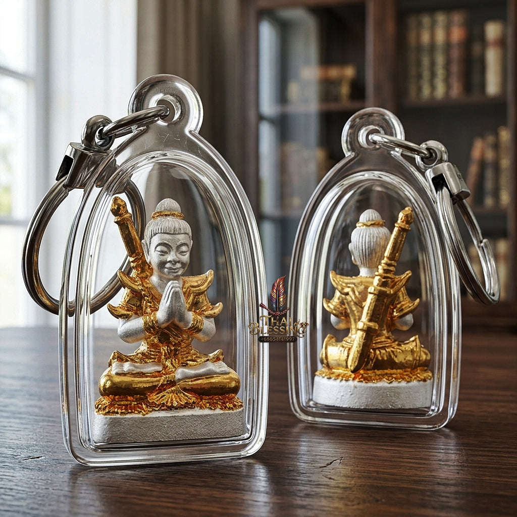 💥 THE DUAL-TONE METAL MASTERPIECE OF MESMERIZING ENTHRALLMENT: THE KRU BA NUEA RITH 2K GOLD & SILVER PLATED KHUN PHAEN!  Sacred "Khun Phaen Saen Arkhom Thai Blessing Co By RURUECHA