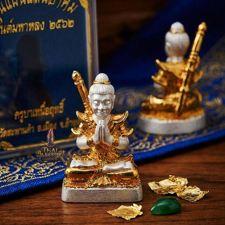 💥 THE DUAL-TONE METAL MASTERPIECE OF MESMERIZING ENTHRALLMENT: THE KRU BA NUEA RITH 2K GOLD & SILVER PLATED KHUN PHAEN!  Sacred "Khun Phaen Saen Arkhom Thai Blessing Co By RURUECHA
