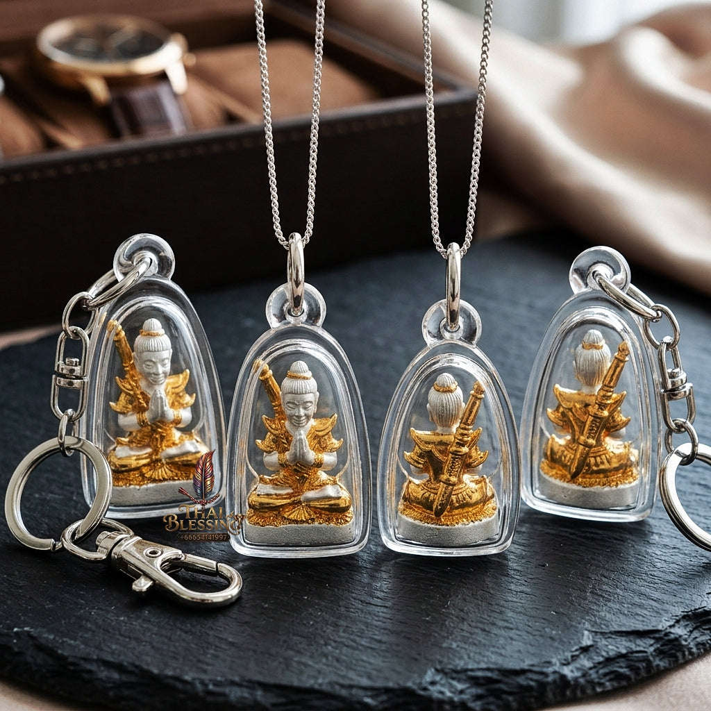 💥 THE DUAL-TONE METAL MASTERPIECE OF MESMERIZING ENTHRALLMENT: THE KRU BA NUEA RITH 2K GOLD & SILVER PLATED KHUN PHAEN!  Sacred "Khun Phaen Saen Arkhom Thai Blessing Co By RURUECHA