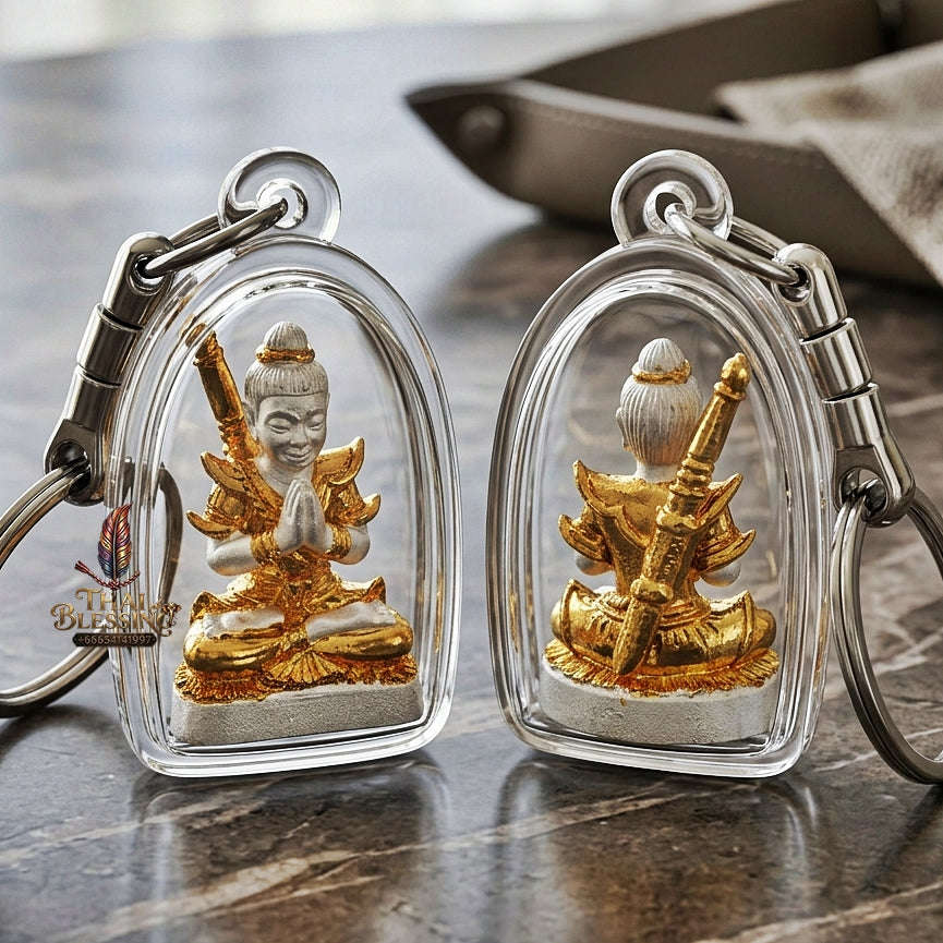 💥 THE DUAL-TONE METAL MASTERPIECE OF MESMERIZING ENTHRALLMENT: THE KRU BA NUEA RITH 2K GOLD & SILVER PLATED KHUN PHAEN!  Sacred "Khun Phaen Saen Arkhom Thai Blessing Co By RURUECHA