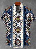 🌿 The Ethno-Heritage 80% Organic Linen Shirt: Premium Men's Short-Sleeve Vintage Top – High-Definition Ethnic Graphic Print, Ultra-Breathable Sustainable Fabric, and Sophisticated Urban Street Silhouette XZ266