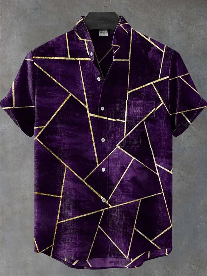 🌿 The Ethno-Heritage 80% Organic Linen Shirt: Premium Men's Short-Sleeve Vintage Top – High-Definition Ethnic Graphic Print, Ultra-Breathable Sustainable Fabric, and Sophisticated Urban Street Silhouette XZ2611
