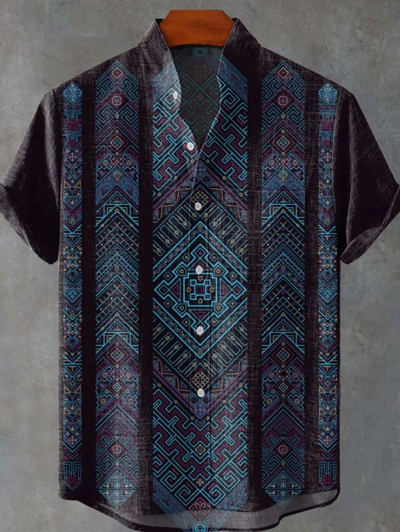 🌿 The Ethno-Luxe Heritage Linen Shirt: Premium Men's Casual Short-Sleeve Top – High-Definition Ethnic Artistic Print, Breathable Organic Cotton-Linen Fabric, and Sophisticated Button-Down Tailoring YHBKYF10