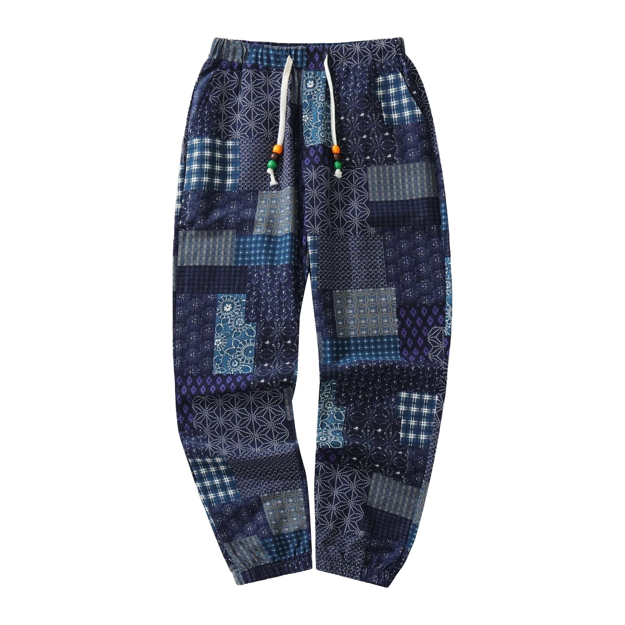 ✨ The Euro-Heritage Paisley Linen Trousers: Premium Men's Cotton-Linen Blend Casual Pants – Featuring Intricate 3D Paisley Graphics, Mid-Waist Drawstring, and Tailored Comfort for Spring/Autumn Seasons S01G
