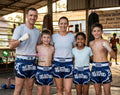 🏮 The FLUORY Elite Strike: Professional Muay Thai & Kickboxing Shorts – High-Performance Satin MMA Trunks for Competition and Combat Training, Unisex Design for Men, Women, and Kids (Dark blue Muay Thai shorts)
