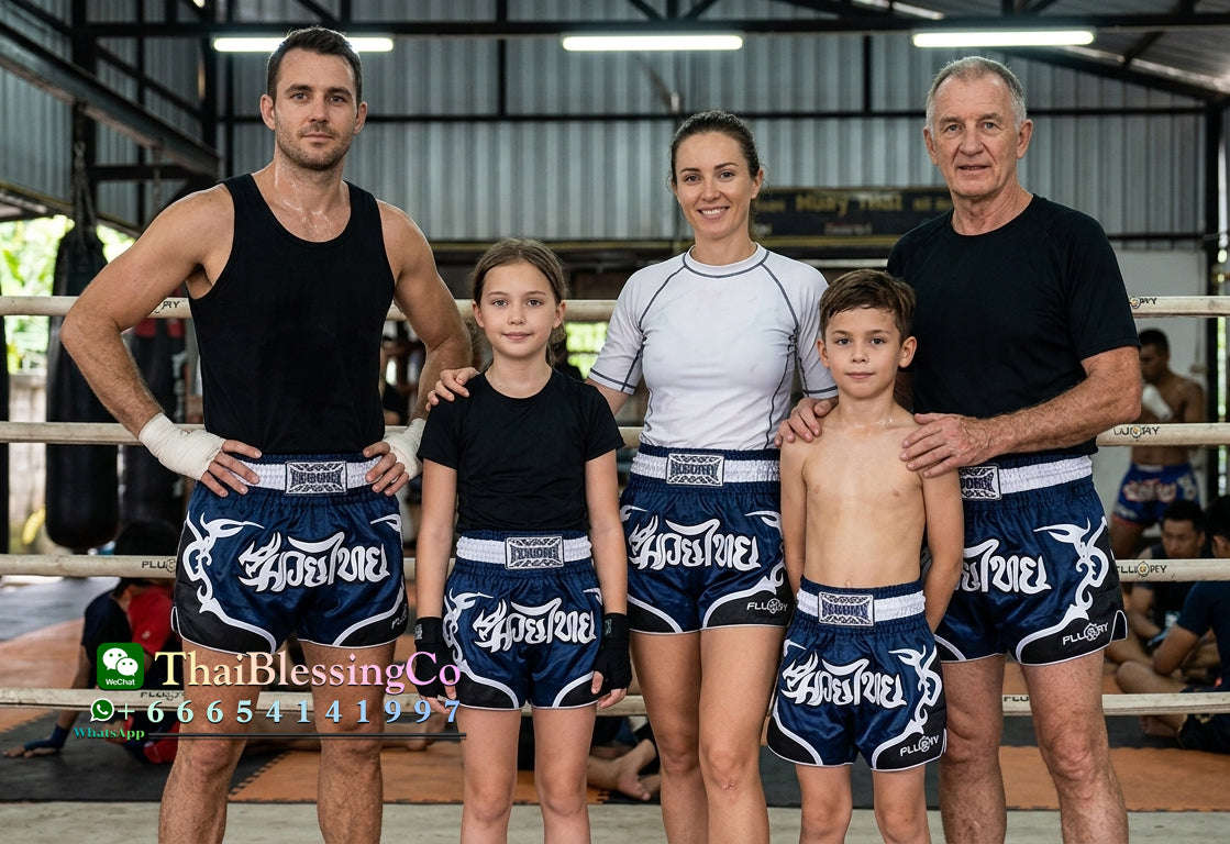 🏮 The FLUORY Elite Strike: Professional Muay Thai & Kickboxing Shorts – High-Performance Satin MMA Trunks for Competition and Combat Training, Unisex Design for Men, Women, and Kids (Dark blue Muay Thai shorts)