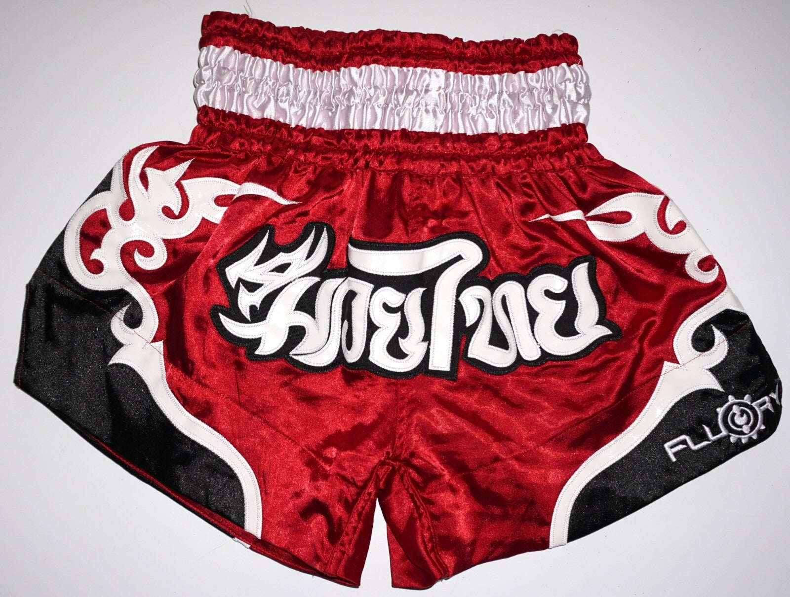🏮 The FLUORY Elite Strike: Professional Muay Thai & Kickboxing Shorts – High-Performance Satin MMA Trunks for Competition and Combat Training, Unisex Design for Men, Women, and Kids (Red Muay Thai shorts)