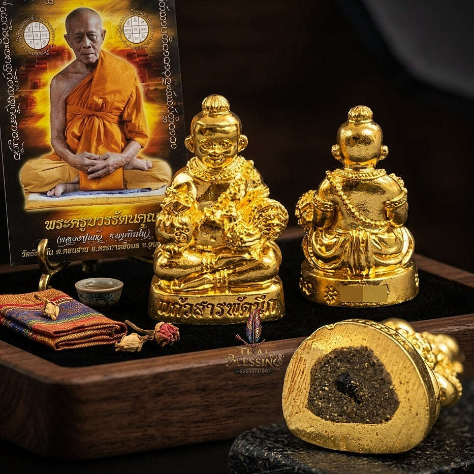 💥 THE GLEAMING GOLD-PLATED MASTERPIECE OF INSTANT WISH-FULFILLING CHILD SPIRIT WEALTH: THE LUANG PU KAEW KUMAR THEP THAN JAI KAEW SARAPHAT NUEK (GOLD-PLATED SAMRIT EDITION)! Thai Blessing Co By RURUECHA