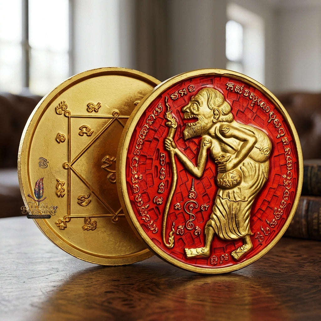 💥 THE GLEAMING GOLD-PLATED MASTERPIECE OF ULTIMATE TREASURY WEALTH: THE LUANG PHO JON RAM RUAY MAHA SETTHI MI SAP CHU CHOK MEDAL! Thai Blessing Co By RURUECHA