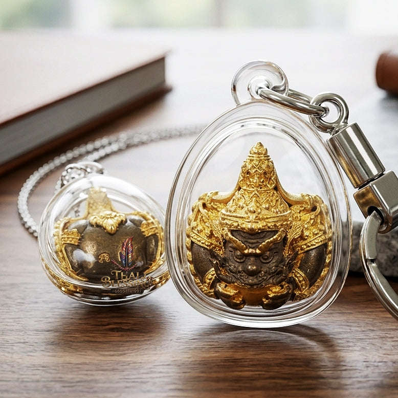 💥 THE GOLD-PAINTED BRONZE BOWL ALLOY MILLIONAIRE ECLIPSE: THE KHAN LONG HIN PHRA RAHU OF WAT PA SAI YOI!  Sacred "Phra Rahu Om Ta Setthi (Immortal Millionaire Rahu) Thai Blessing Co By RURUECHA